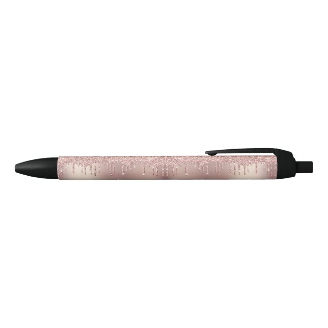 Rose Gold Blush Glitter Custom Text Name Pen (Top)