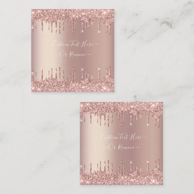 Rose Gold Blush Glitter Custom Text Note Card (Front/Back)