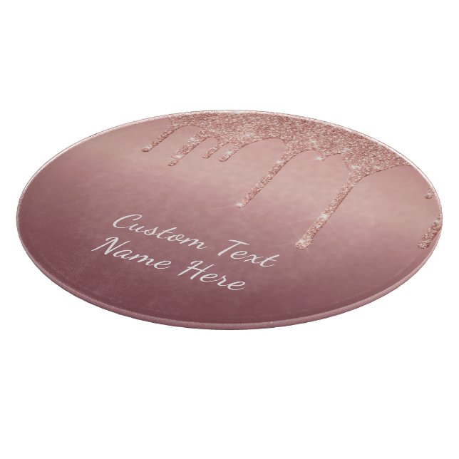 Rose Gold Blush Glitter Cutting Board Custom Text (Corner)