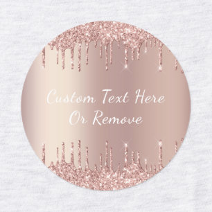 Rose Gold Blush Glitter Drips Custom Text Labels
