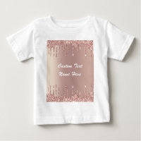 Rose Gold Blush Glitter Drips Name Baby T-Shirt
