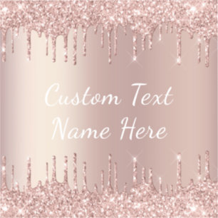 Rose Gold Blush Glitter Drips Sticker with Text 