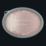Rose Gold Blush Glitter Drips Text Belt Buckle<br><div class="desc">Rose Gold Blush Glitter Sparkle Drips Custom Text Pink Modern - Add Your Unique Text or Remove Text - Make Your Special Gift - Resize and move or remove and add text / elements with customization tool. Design by MIGNED. Please see my other projects. You can also transfer this designs...</div>