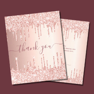 Rose gold blush glitter drips thank you flyer