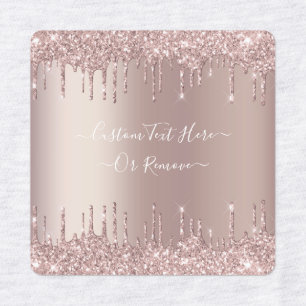 Rose Gold Blush Glitter Labels with Your Text Name