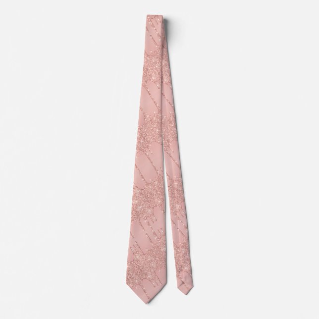 Rose Gold Blush Glitter Neck Tie (Front)