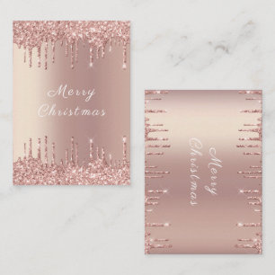 Rose Gold Blush Glitter Sparkle Christmas Card