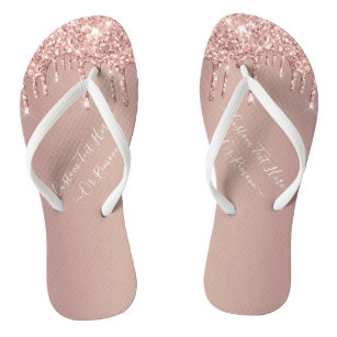 Rose Gold Blush Glitter Sparkle Drips - Add Text Thongs
