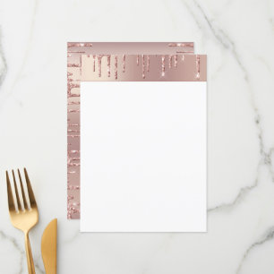 Rose Gold Blush Glitter Sparkle Drips Chic Luxury Menu