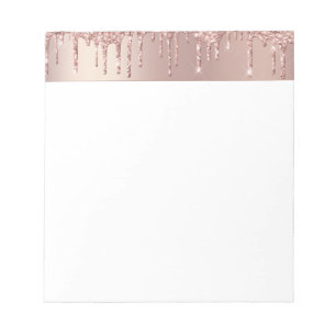 Rose Gold Blush Glitter Sparkle Drips Chic Luxury Notepad