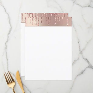 Rose Gold Blush Glitter Sparkle Drips Chic Menu