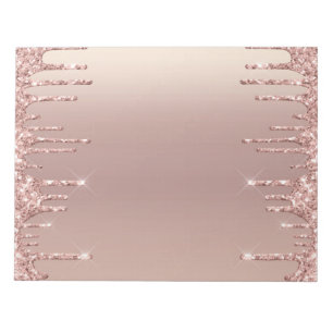Rose Gold Blush Glitter Sparkle Drips Chic Modern Notepad