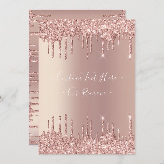 Rose Gold Blush Glitter Sparkle Drips Custom Text  (Front/Back)