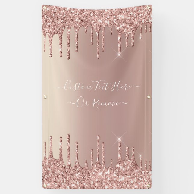 Rose Gold Blush Glitter Sparkle Drips Custom Text  Banner (Vertical)