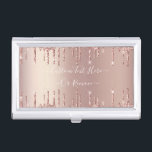 Rose Gold Blush Glitter Sparkle Drips Custom Text  Business Card Holder<br><div class="desc">Rose Gold Blush Glitter Sparkle Drips Custom Text Pink Modern - Add Your Unique Text or Remove Text - Make Your Special Gift - Resize and move or remove and add text / elements with customisation tool. Design by MIGNED. Please see my other projects. You can also transfer this designs...</div>