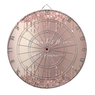 Rose Gold Blush Glitter Sparkle Drips Custom Text  Dartboard