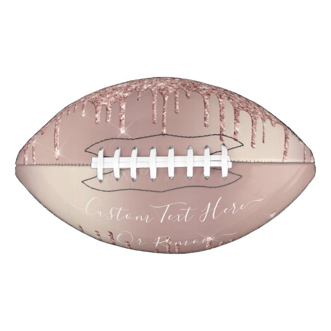 Rose Gold Blush Glitter Sparkle Drips Custom Text  Football (Front)
