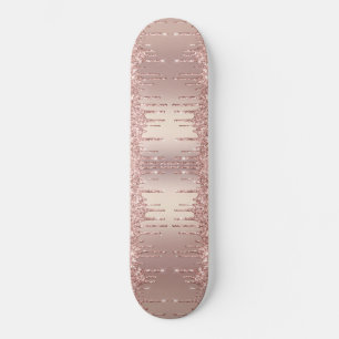 Rose Gold Blush Glitter Sparkle Drips Skateboard