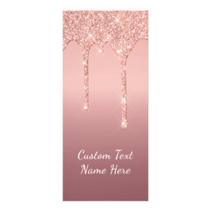 Rose Gold Blush Glitter Sparkle Drips Text Wedding Rack Card