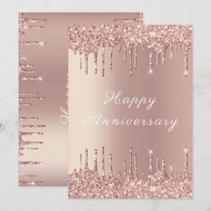 Rose Gold Blush Glitter Sparkle Happy Anniversary