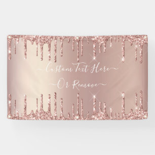 Rose Gold Blush Glitter Sparkly Banner Custom Text