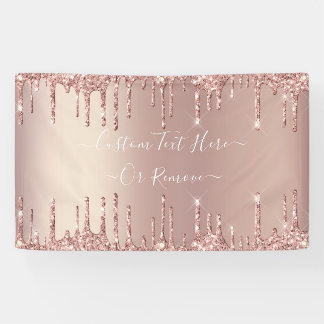 Rose Gold Blush Glitter Sparkly Banner Custom Text (Horizontal)