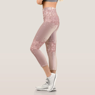 Rose Gold Blush Glitter Sparkly Leggings