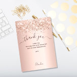 Rose gold blush glitter thank you card<br><div class="desc">A rose gold background,  decorated with faux glitter,  confetti. Large hand lettered script with swashes and the text: Thank You.  Personalise and add your thank you note and name.</div>