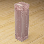 Rose Gold Blush Glitter Wine Box with Custom Text<br><div class="desc">Wine Boxes with Rose Gold Blush Glitter Sparkle Drips Custom Text Pink Modern - Add Your Unique Text or Remove Text / Name - Make Your Special Wine Box Gift - Resize and move or remove and add text / elements with Customisation tool. Choose fonts / size / colour !...</div>