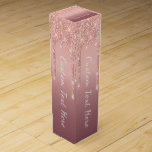 Rose Gold Blush Glitter Wine Box with Custom Text<br><div class="desc">personalised Wine Boxes with Rose Gold Blush Glitter Sparkle Drips Custom Text Pink Modern Wine Box Gift - Add Your Unique Text or Remove Text - Make Your Special Gift - Resize and move or remove and add text / elements with Customisation tool. Design by MIGNED. Please see my other...</div>