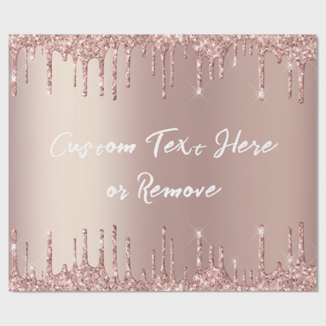 Rose Gold Blush Glitter Your Text Wrapping Paper (Flat)