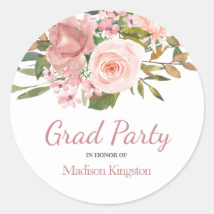 Rose Gold & Blush Graduation Party Favour Classic Round Sticker