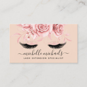 Rose Gold Blush Lashes Aftercare Instructions Business Card