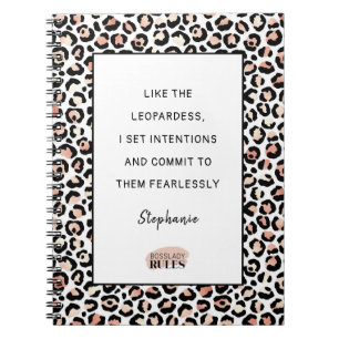 Rose Gold Blush Leopard Print Motivational Quote Notebook