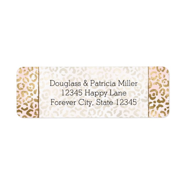 Rose Gold Blush Leopard Print Return Address Label (Front)