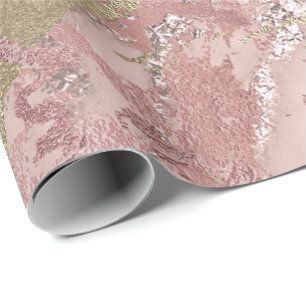 Rose Gold Blush Marble Shiny Metallic Stroke Mauve Wrapping Paper