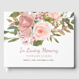 Rose Gold Blush Memorial Announcement Service Guest Book