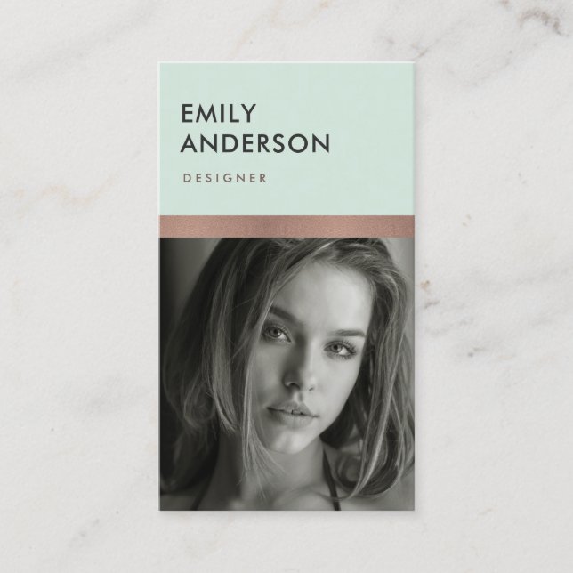 ROSE GOLD BLUSH MINT GREEN PERSONAL PHOTO INSERT (Front)