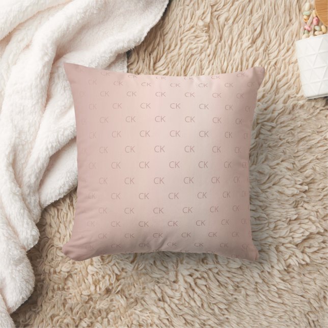 Rose gold blush monogram initials cushion (Blanket)