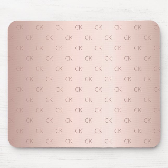 Rose gold blush monogram initials minimalist mouse pad (Front)