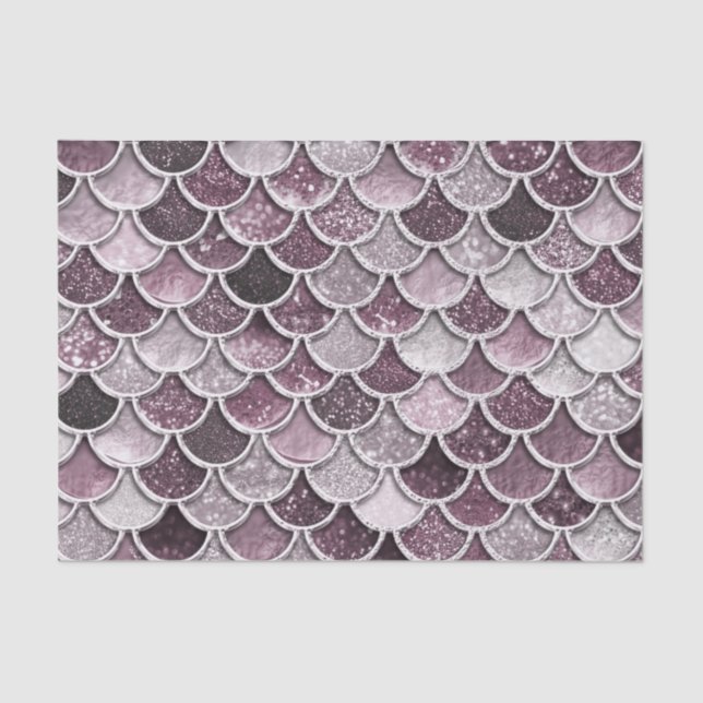 Rose Gold Blush Ombre Glitter Mermaid Scales Tissue Paper (Front)
