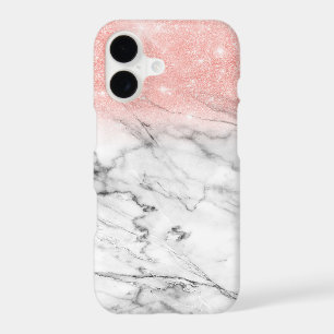 Rose Gold Blush Ombre Glitter on Trendy Marble
