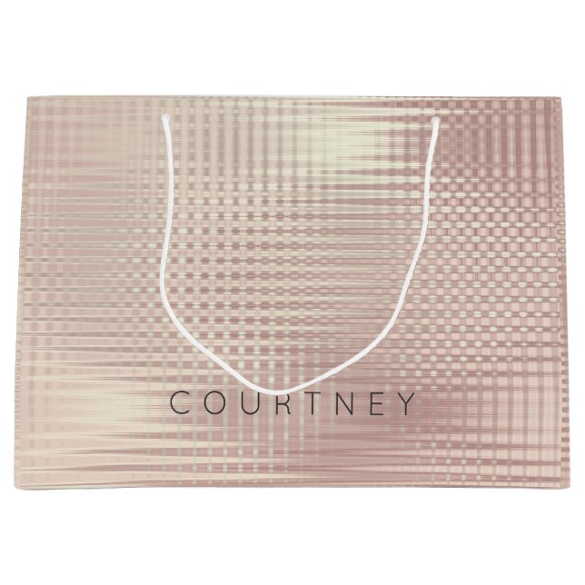 Rose Gold Blush Pearly Abstract Metallic Grill Large Gift Bag (Front)