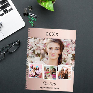 Rose gold blush photo collage appointments 2023 planner