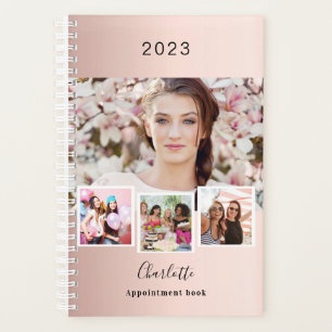 Rose gold blush photo collage appointments 2026 planner
