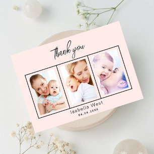 Rose gold blush photo thank you card