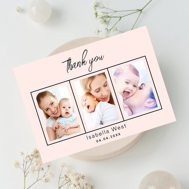 Rose gold blush photo thank you card (Creator Uploaded)