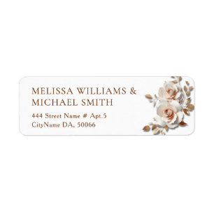Rose Gold Blush Pink 3D Floral Return Address Label