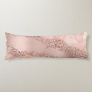 Rose Gold Blush Pink Agate Geode Glitter Body Cushion