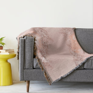 Rose Gold Blush Pink Agate Geode Glitter Throw Blanket